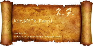 Kirják Fanni névjegykártya