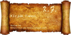 Kirják Fanni névjegykártya