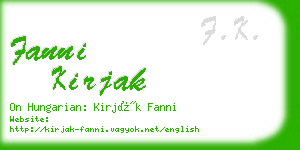 fanni kirjak business card